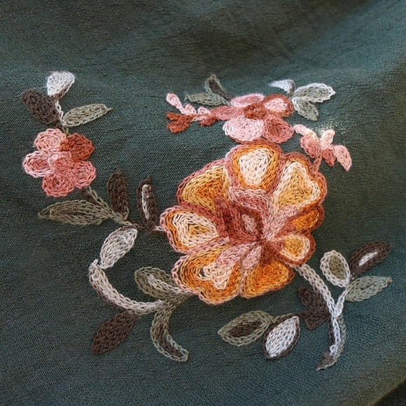 Anthropologie Figueroa & Flower Green Maxi Dress with Embroidery, Boho - Picture 7 of 7